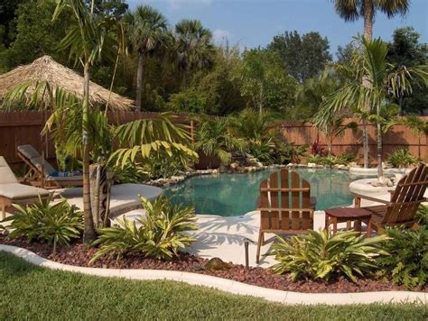 All About Garden Bench Backyard Pool Landscaping Tropical Pool