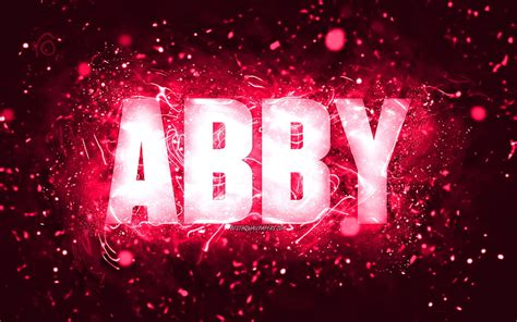 Happy Birtay Abby Pink Neon Lights Abby Name Creative Abby Happy