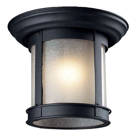 Commercial electric 16 in color changing selectable led flush mount ceiling light with night feature 1400 lumens 22 watts dimmable 56549101 the home depot. Thomas Lighting Mission Black 1-Light Outdoor Semi-Flush ...