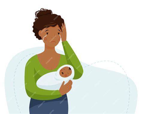 Premium Vector Postpartum Depression African Woman Is Crying And