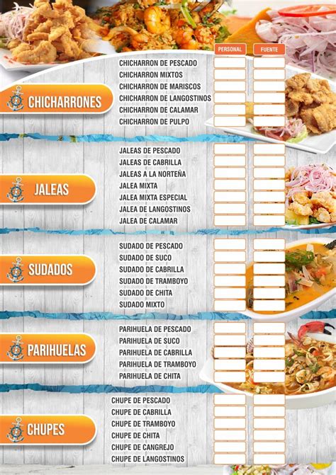 Carta Del Restaurante Cevicheria LA MAGIA DEL PERUANO Trujillo Av
