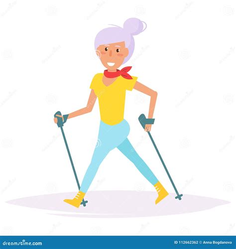 Nordic Walking Vector Stock Vector Illustration Of Outside 112662362