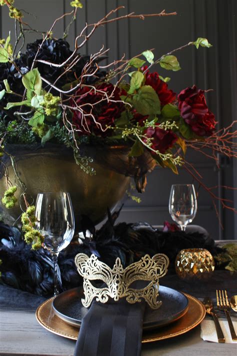 Moody Elegant Masquerade Halloween Table The House Of Silver Lining