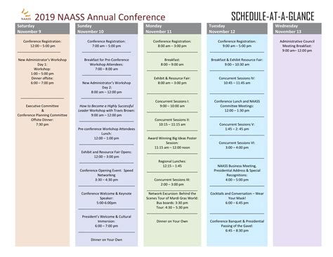 Schedule At A Glance Naass