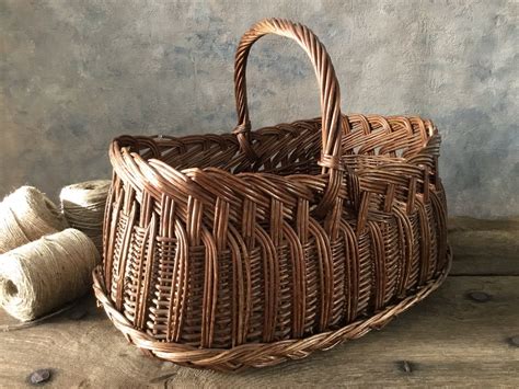 Antique French Wicker Basket Braided Basket French Vintage Etsy