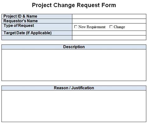 project change request template excel word template