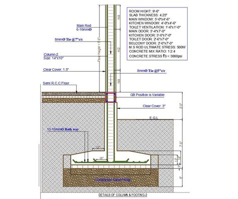 Autocad Drawing Column Footing Design And Section Cadbull Designinte Com