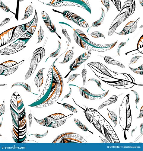 Tribal Boho Style Feather Seamless Pattern Stock Vector Illustration Of Greeting Hippie 70498407