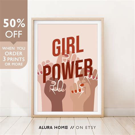 Girl Power Poster Feminist Print Feminist Wall Art Strong Etsy
