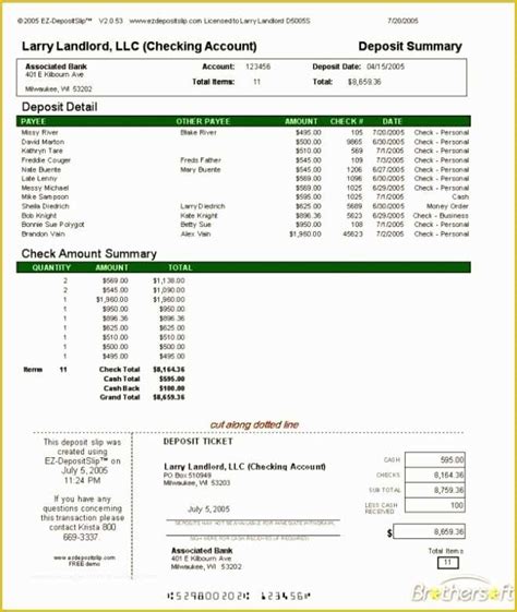 Quickbooks Deposit Slip Template Free Of 7 Excel Deposit Slip Template