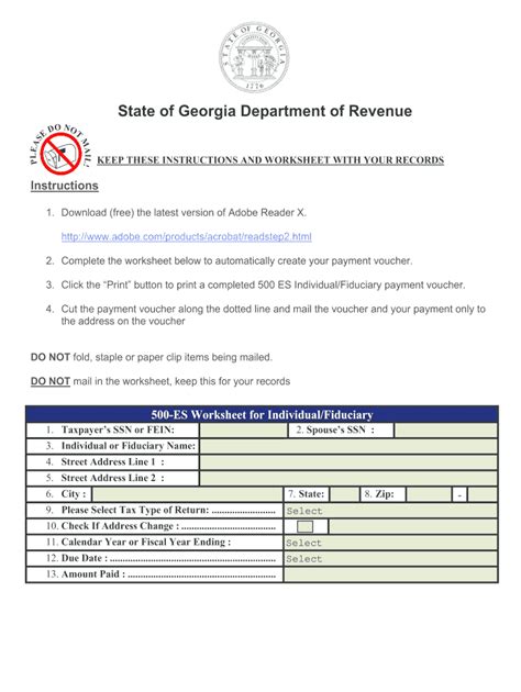 Georgia 500 Es Form 2019 Fill And Sign Printable Template Online Us