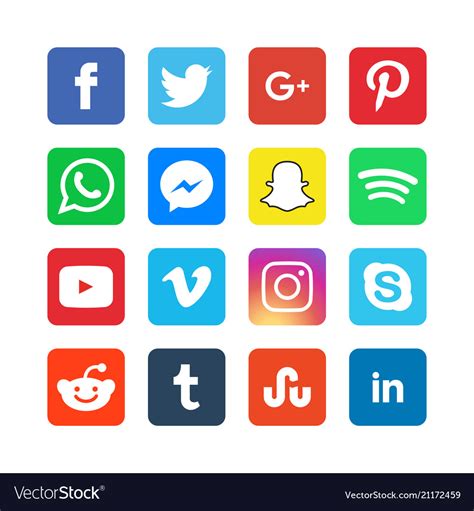 Collection Social Media Icons Royalty Free Vector Image