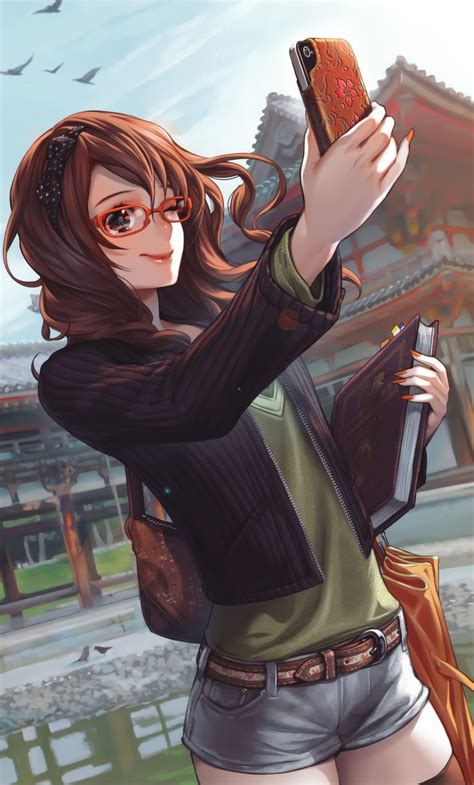 X Anime Girl Taking Selfie Iphone Hd K Wallpapers Images