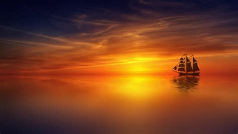 Landscape Nature Sea Ocean Sky Ship Sunset Beauty Beautiful Wallpapers Hd Desktop And
