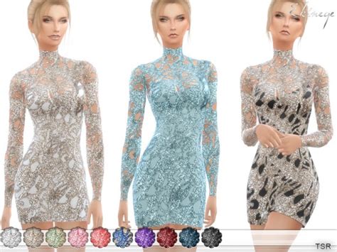 The Sims Resource Sequin Mini Dress By Ekinege Sims 4 Downloads