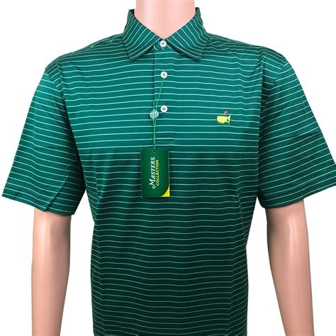 Masters Jersey Evergreen And Light Green Thin Striped Golf Shirt
