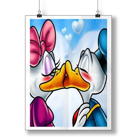 Donald Duck And Daisy Duck Kissing Poster Poster Art Design