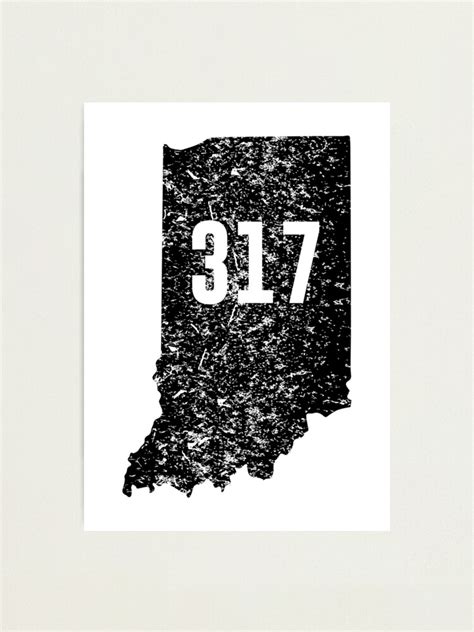 317 Area Code Of Indianapolis Zip Map Photographic Print For Sale By