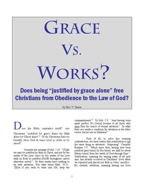 Grace Vs Works Justification Theology Sanctification