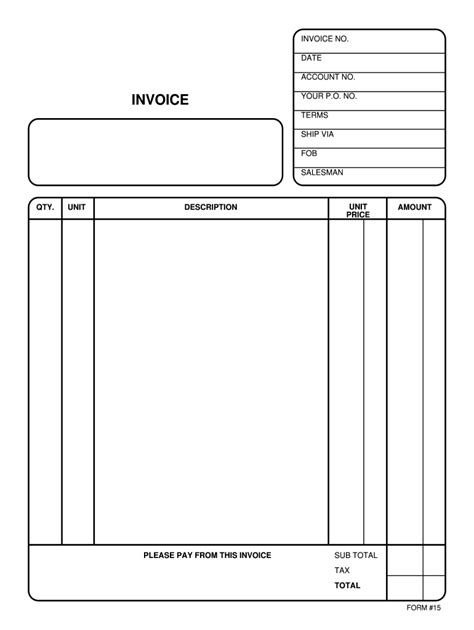 Blank Free Printable Invoices