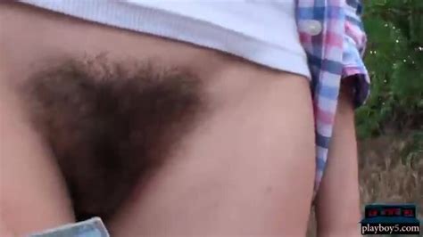 Hairy Pussy And A Blowjob By The Girlfriend Out In Public