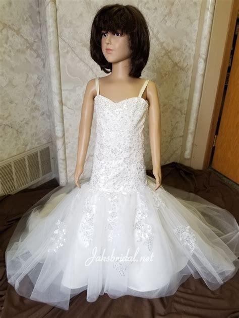 lace and tulle sweetheart mermaid flower girl dress