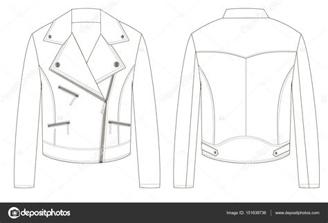 Biker Jacket Technical Drawing Jacket Sketch Drawing Boddeswasusi