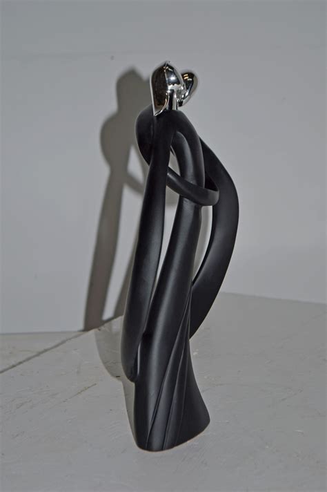 Modern Art Of Couple Hugging Black Chrome Resin Statue Size 8l X 2