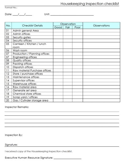 This warehouse inspection checklist is used to identify defects and damages to the structure, design, and facilities of your warehouse. Template: Warehouse Cleaning Schedule Template. Warehouse Cleaning List Template. Warehouse ...