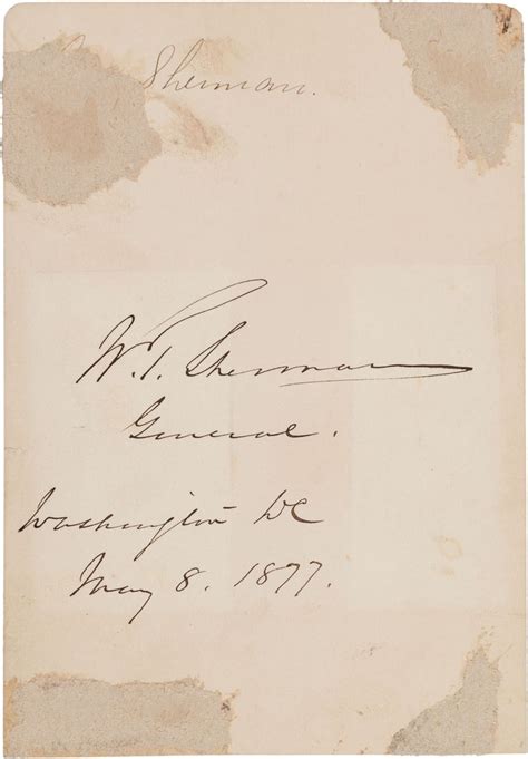 Signature Of William Tecumseh Sherman On Back Of Photo From Previous