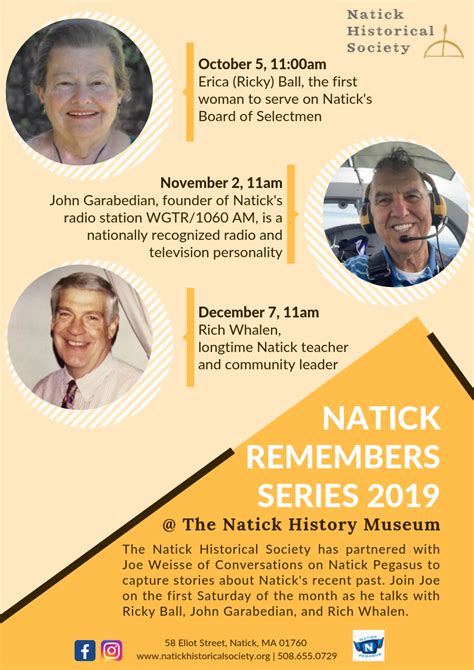 Natick Remembers Talk Series Fall 2019 — Natick Historical Society