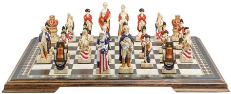 American Revolutionary War Chess Set Hand Painted Pieces