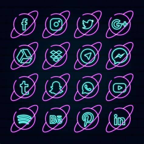 Premium Vector Neon Creative Planet Social Media Icon Or Logos