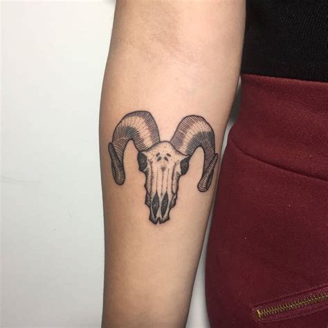 Ram Skull Tattoo On The Inner Forearm