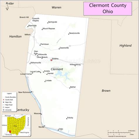 Map Of Clermont County Ohio Where Is Located Cities Population