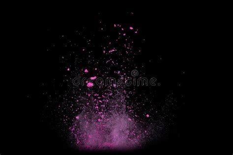 Pink Powder Explosion On Black Background Colored Cloud Colorful Dust