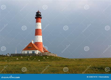 Beautiful Lighthouse In Germany North Sea Stock Photo Image Of