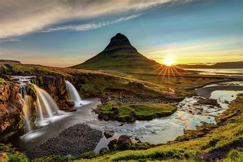 Kirkjufell Mountain And Waterfall At Sunrise Photograph By Pierre