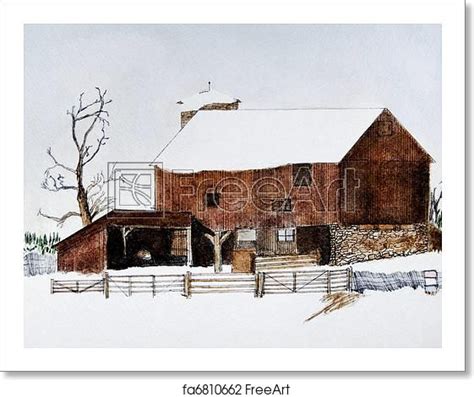 Free Art Print Of Old Barn In Winter Free Art Prints Winter Artwork