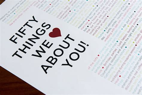 Template For The 50 Things We Love About You Etsy