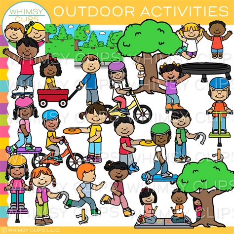 Kids Outdoor Activities Clip Art Images And Illustrations Whimsy Clips