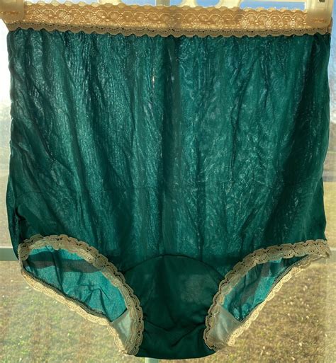 greenco maid vintage green nylon granny panties mushr… gem
