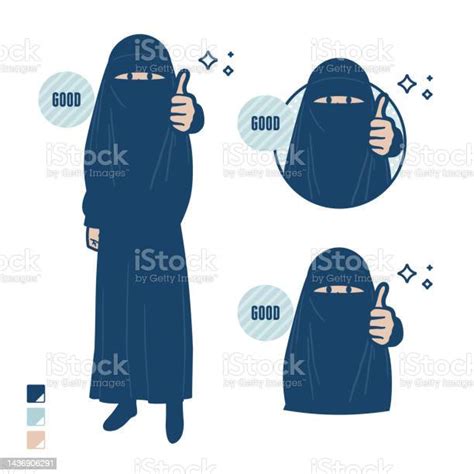 Eine Muslimische Frau Trägt Einen Niqab Mit Daumen Hoch Stock Vektor Art Und Mehr Bilder Von