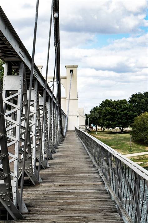 Walkway Of The Historic Waco Suspensio Bridge Stock Image Image Of
