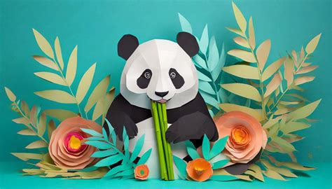 Panda With Bamboo Art Paper Free Stock Photo - Public Domain Pictures
