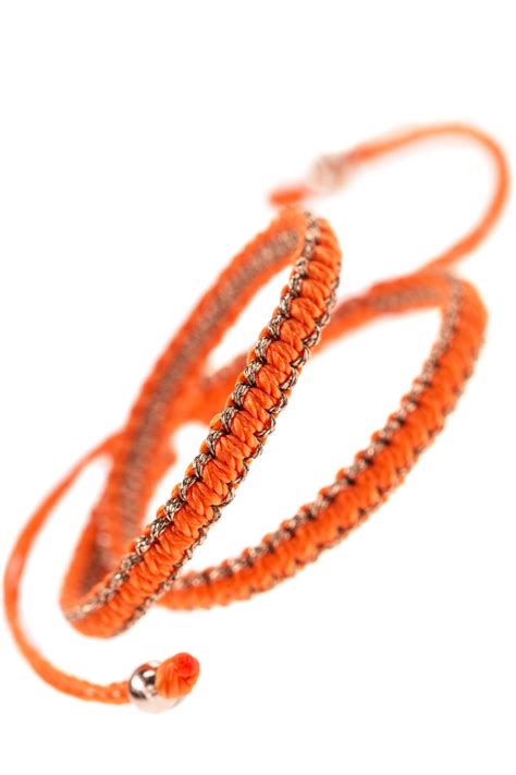 Armband Textil Orange Geknüpft Rosé Vergoldet