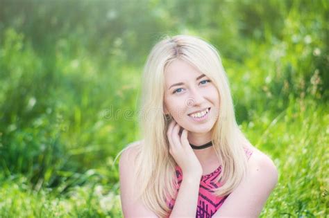 Beautiful Young Girl On Nature Summer Stock Photo Image Of Girl Look