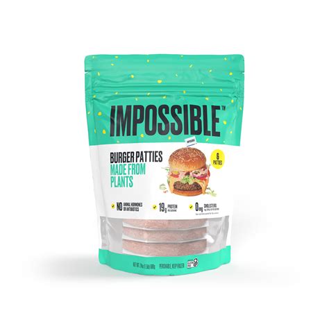impossible foods plant based frozen burger patties 6 count 24oz
