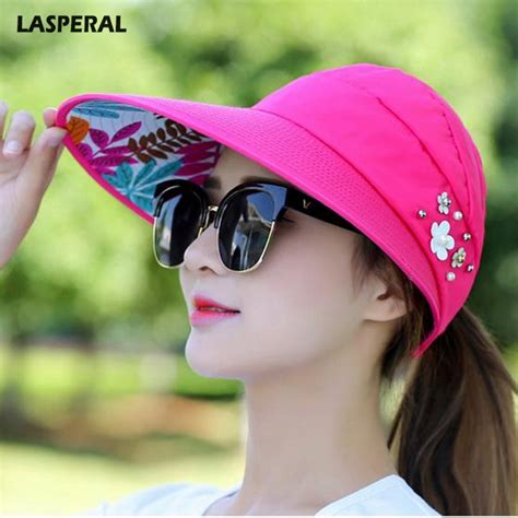 Lasperal 2018 New Uv Protection Women Summer Beach Sun Hats Pearl Packable Sun Visor Hat With
