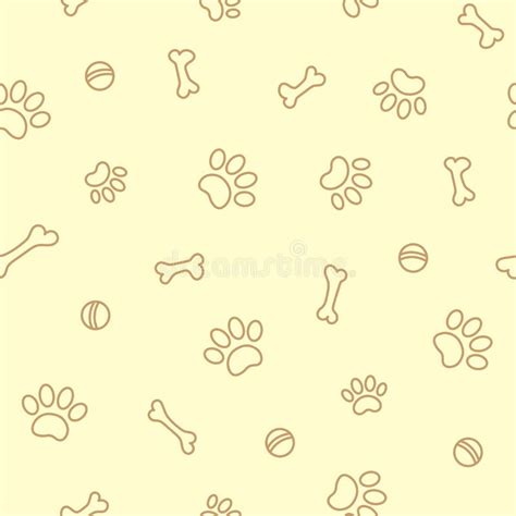 Paw Prints And Bones On Beige Seamless Pattern Stock Vector
